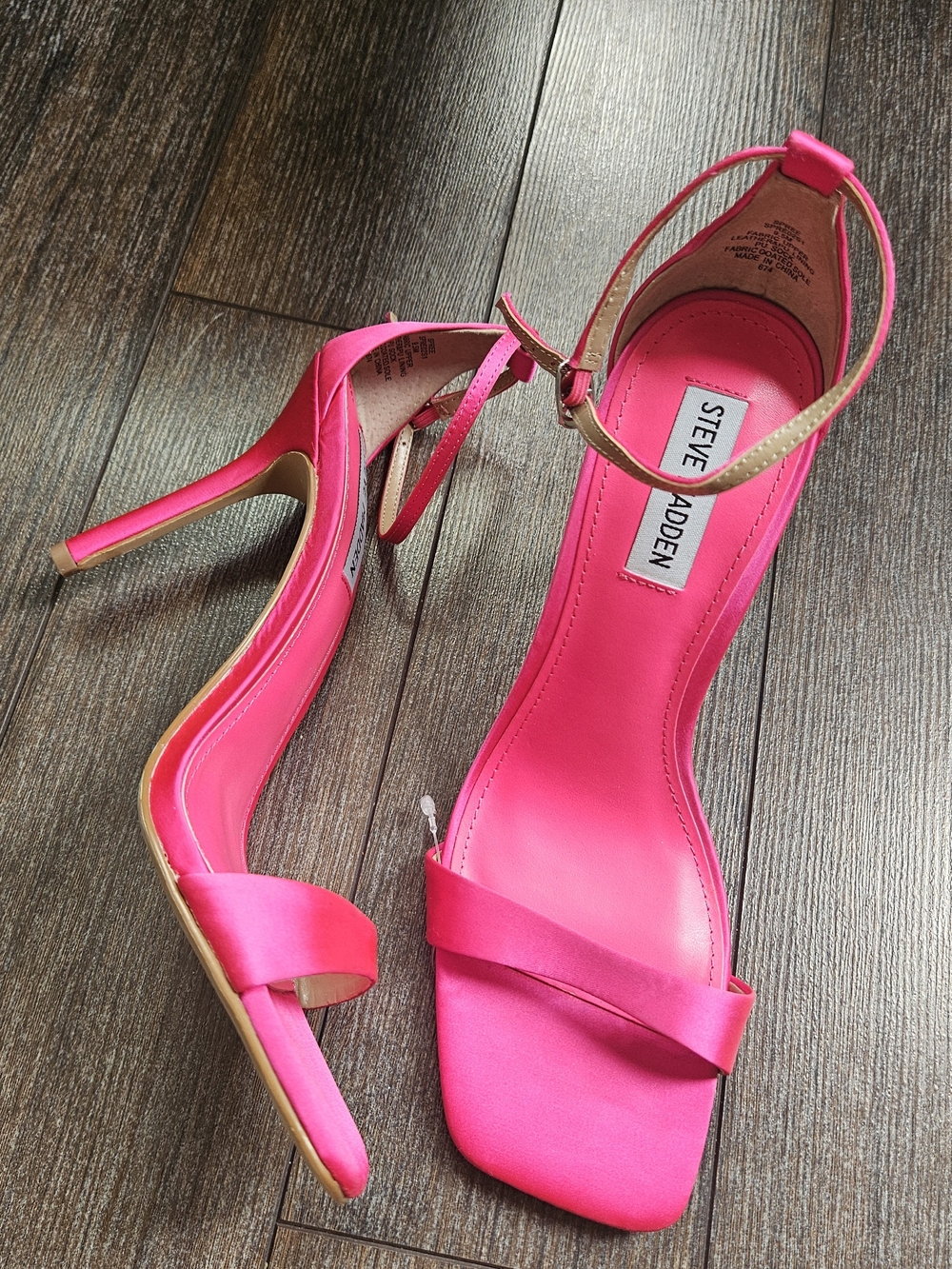 Steve Madden Women's Hot Pink Satin Ankle Strap Heels